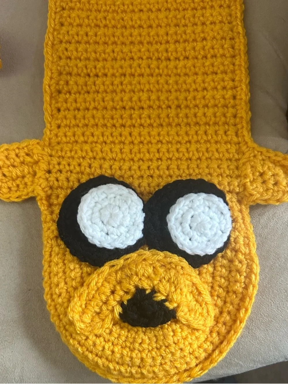 Handmade Jake from Adventure Time Crochet Scarf